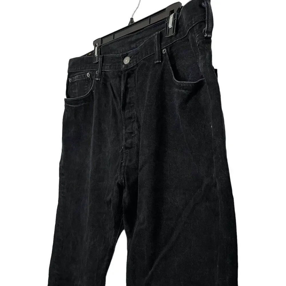 Levis Levi Strauss 501 Mens Black Button Fly Red Tab Straight Leg Jeans 40 x 30
